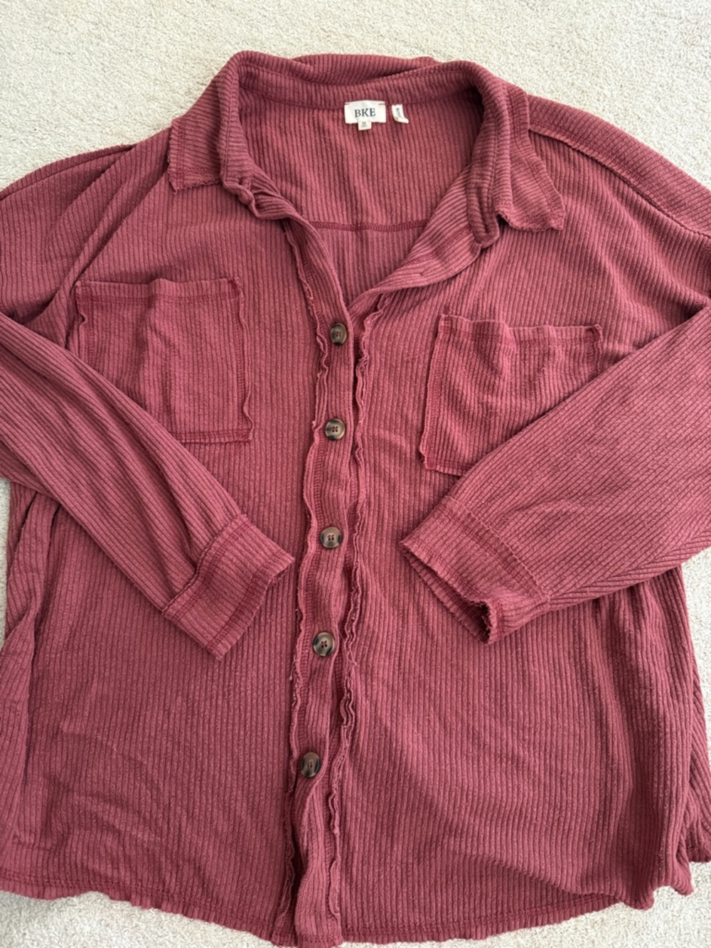 BKE women’s  Button-Down Shirt Jacket in Dusty Rose oversized